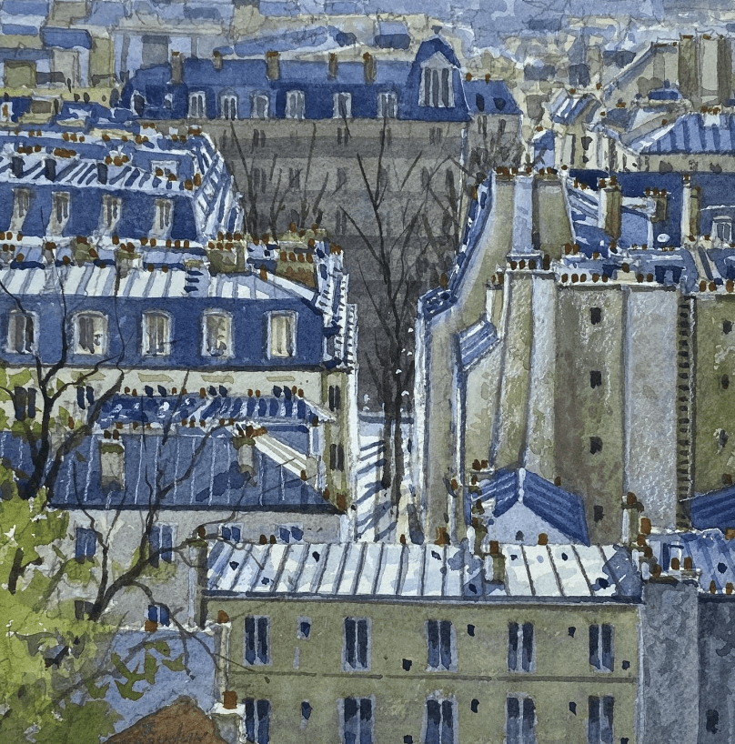 paris les toits watercolor paintings